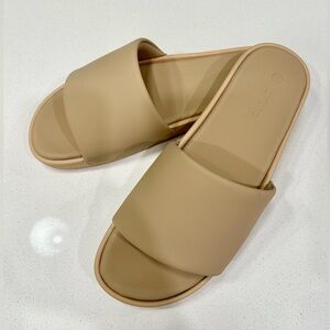Beige/ Khaki Slide Sandals